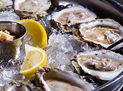 oysters on the half shell in ice