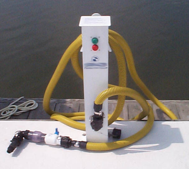 A pumpout station at a marina.