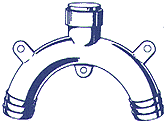 Diagram of a siphon break, it has an entry point and that feeds into a U shaped break with two directional ability.