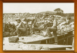 CCC Boys reconstructing stone wall at Fort Frederick, CCC Camp SP-1