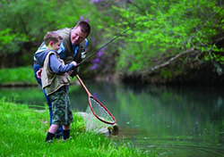 Father and son fishing in Green Ridge State Forest