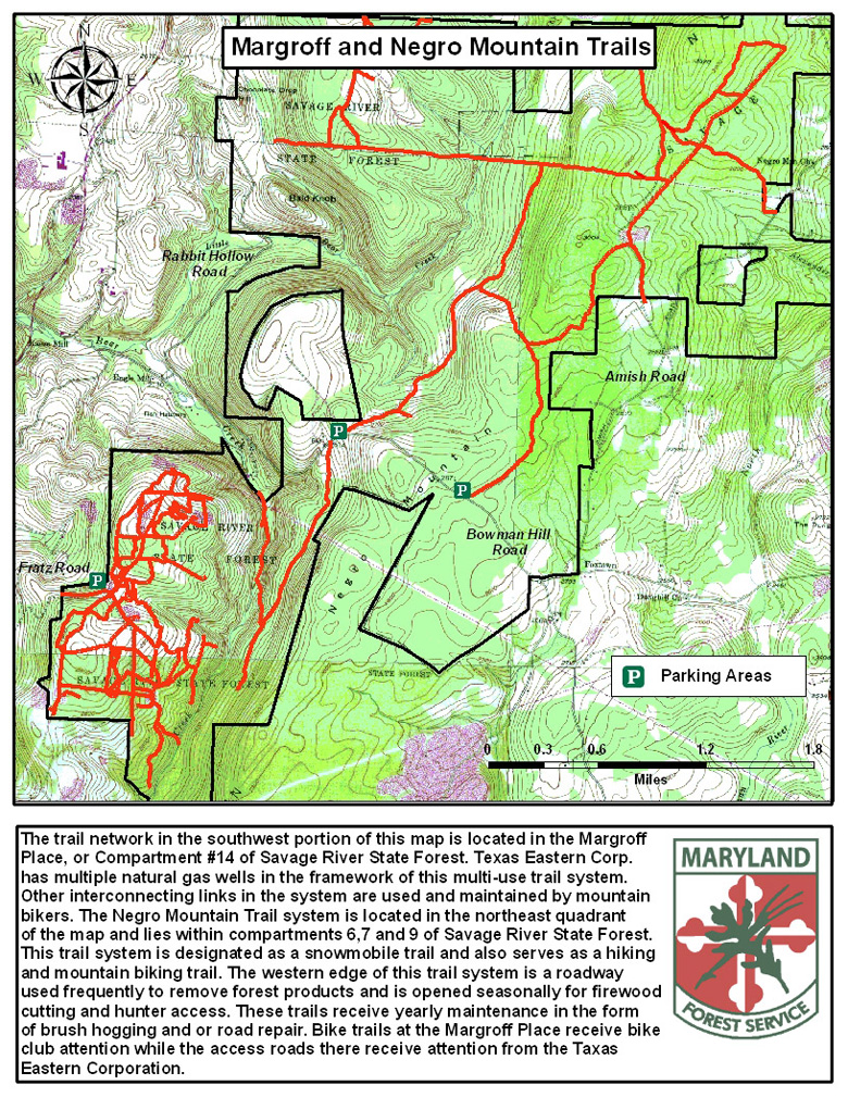 Margroff and Negro Mountain Trails map