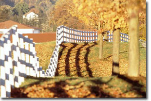 Scenic view of white farm fence