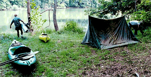 Kayaker camping