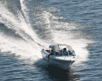 Powerboat on the water.