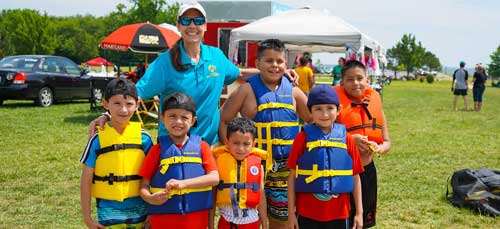 Kids wearing lifejackets