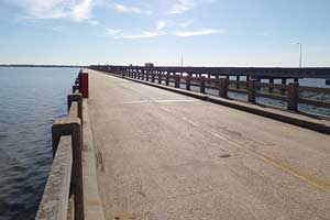 View of the pier, which is actually an old bridge