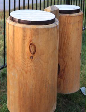 Musical instruments at Brick path at Johns Hopkins Homewood Early Learning Center