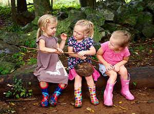 Log Benches at Lucy School