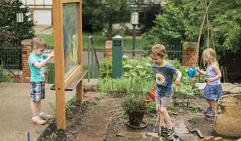 Kids playing in a garden