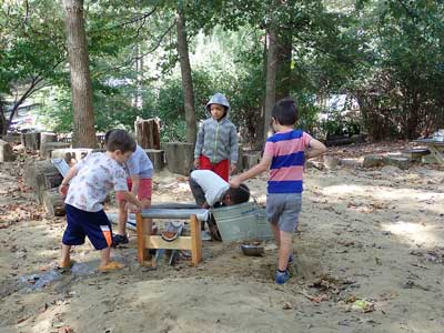 kids playing with water toys