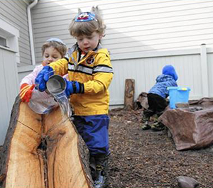 Natural Log Water Flume at Tree of Life Nature Preschool