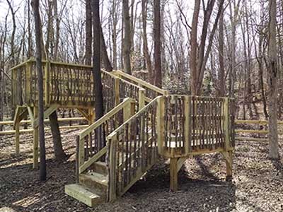 Observation post surrounded by branches