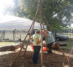 Erecting the teepee