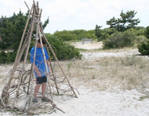 Boy inside Teepee