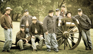 Re-enactors with a cannon at South Mountain Battlefield