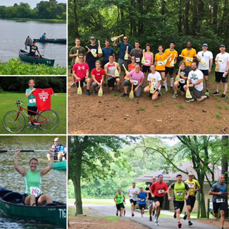 Canoeing phase of Tuckahoe Triathlon