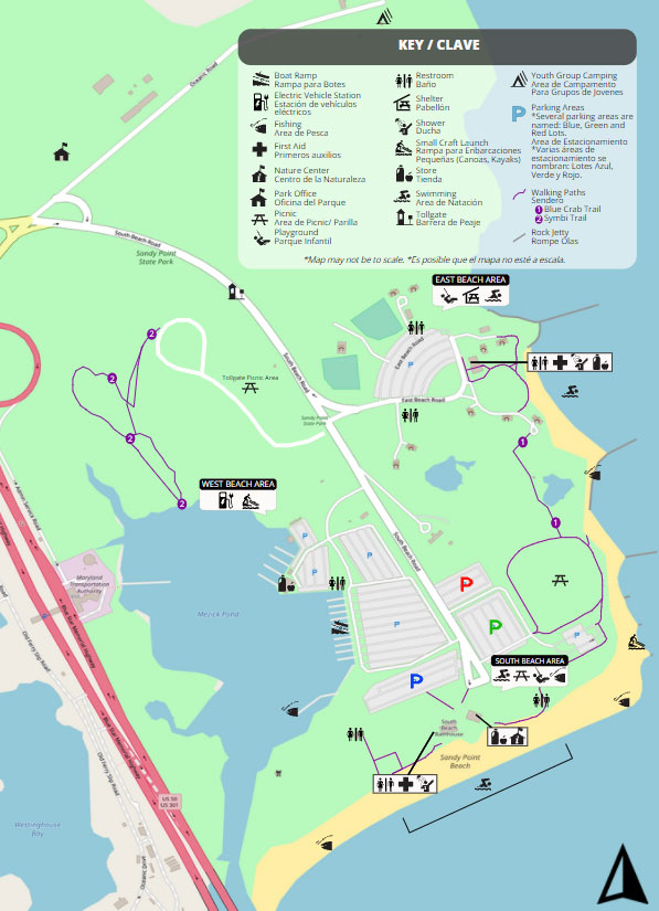 Map of Sandy Point State Park