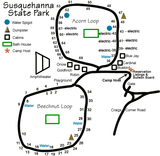 Detailed maps of Beechnut and Acorn Loops.