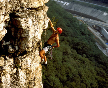 Man rock climbing