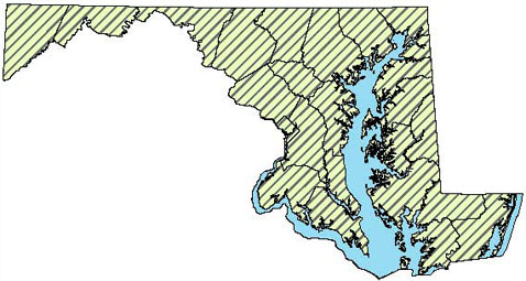 Maryland Distribution Map for Northern Spring Peeper