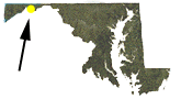 Maryland map showing approximate location of Dans Mountain WMA