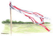 illustration of mylar flag strips used to scare deer