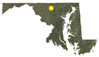 Maryland map showing approximate location of Hahn CWMA in northen central Maryland