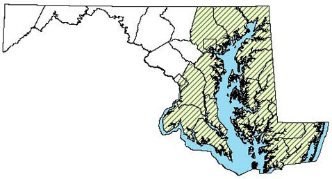 Maryland Distribution Map of Eastern Mud Salamander