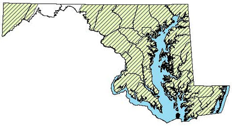 Maryland Distribution Map of Eastern Red-backed Salamander