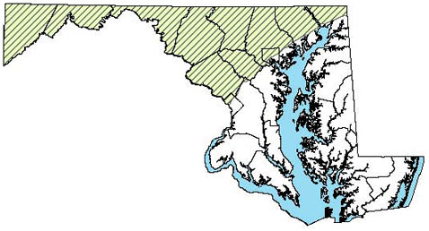 Maryland Distribution Map of Long-Tailed Salamander