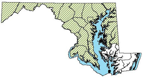 Maryland Distribution Map of Northern Red Salamander