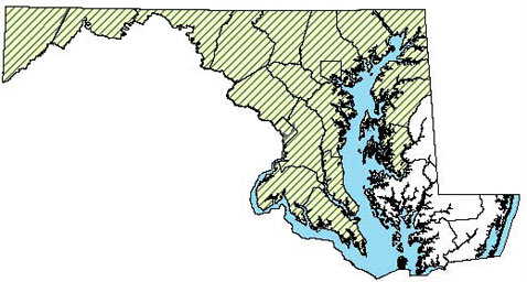 Maryland Distribution Map for Spotted Salamander