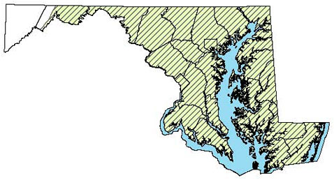 Maryland Distribution Map of Marbled Salamander