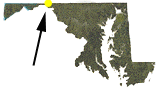 Illustrative map of Maryland showing approxiumate location of Prathers Neck WMA