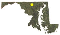 Maryland map showing approximate location of Sawmill CWMA in north central Maryland