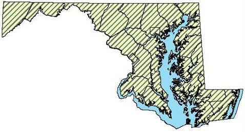 Eastern Hog-nosed Snake - Distribution in Maryland