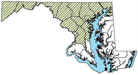 Eastern Milksnake - Distribution in Maryland 