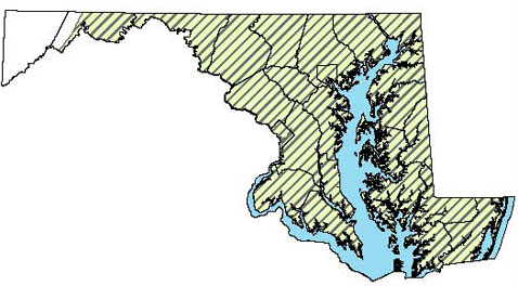 Common Wormsnake - Distribution in Maryland