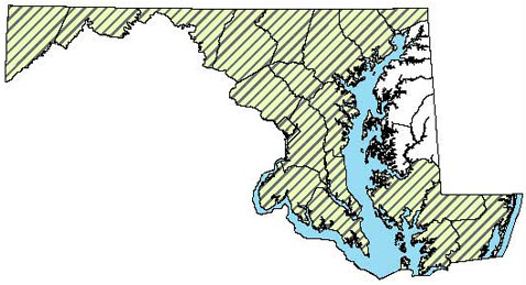 Eastern Copperhead - Distribution in Maryland