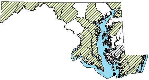 Red-bellied Snake - Distribution in Maryland