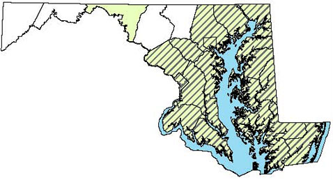 Rough Greensnake - Distribution in Maryland