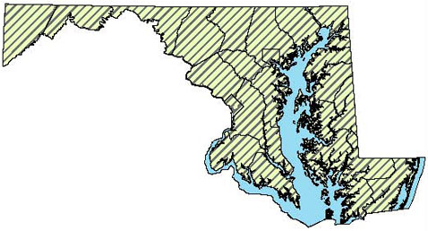 Ring-necked Snake - Distribution in Maryland