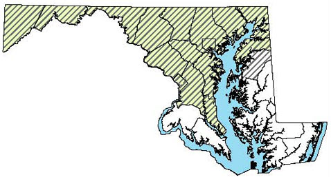 Queensnake - Distribution in Maryland