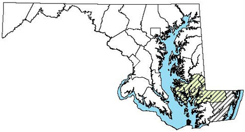 Plain-bellied Watersnake - Distribution in Maryland