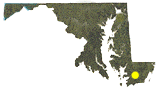 Map of Maryland showing location of Wellington WMA in eastern Somerset County